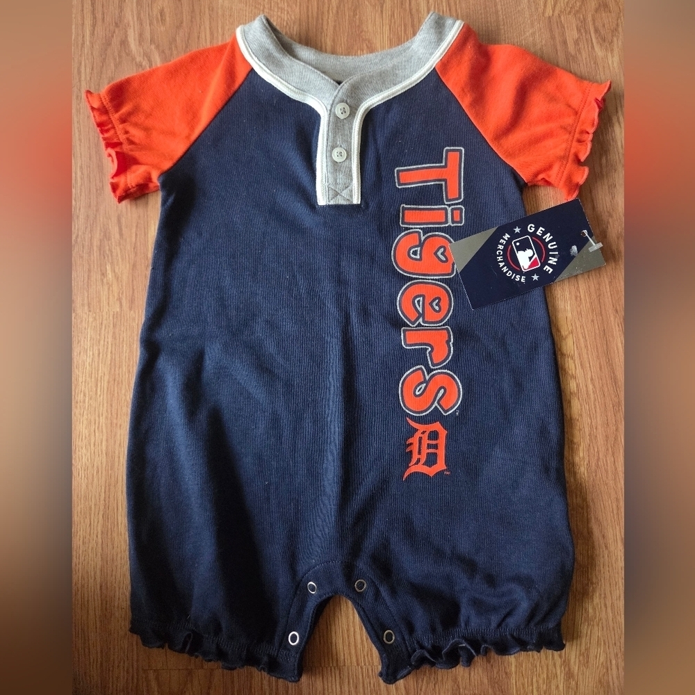 MLB Detroit Tigers Baby One Piece 0/3M 18M NWT Infant Baseball 100% Cotton